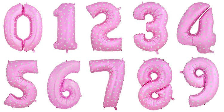字母/數字 氣球 粉紅心心 | 18吋