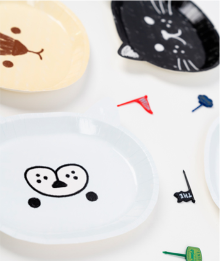 日本 可愛動物一次紙碟 6件| 餐具  (隨機款)