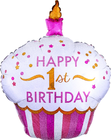 1st Birthday杯子蛋糕 鋁膜氣球 | 36吋