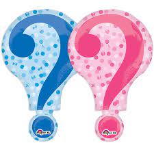 粉藍粉紅雙面問號鋁膜氣球 | 28吋 boy or girl baby shower