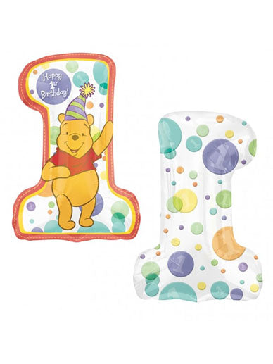 小熊維尼 winnie the pooh 1歲生日 數字鋁膜氣球 | first birthday
