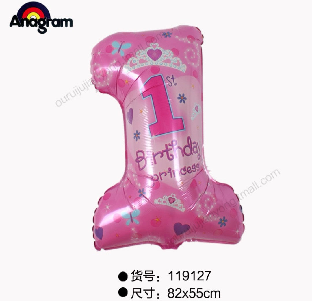 BABY GIRL 數字 1字 氣球 | baby girl 粉紅色